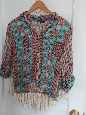 Gypsy 05 100% Silk Bohemian Blouse - Size Small